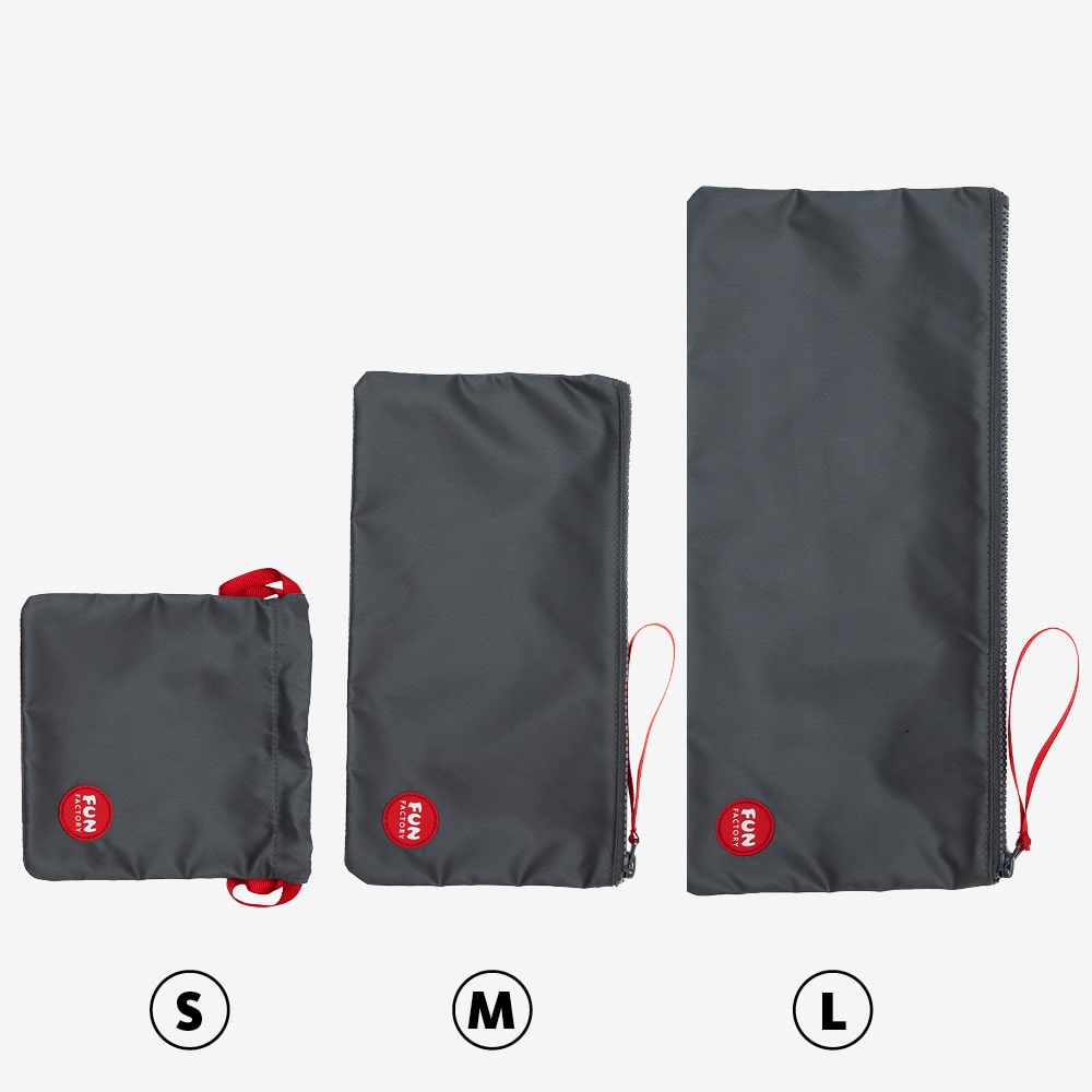 TOYBAG S, M und L in Grey Größenvergleich – FUN FACTORY