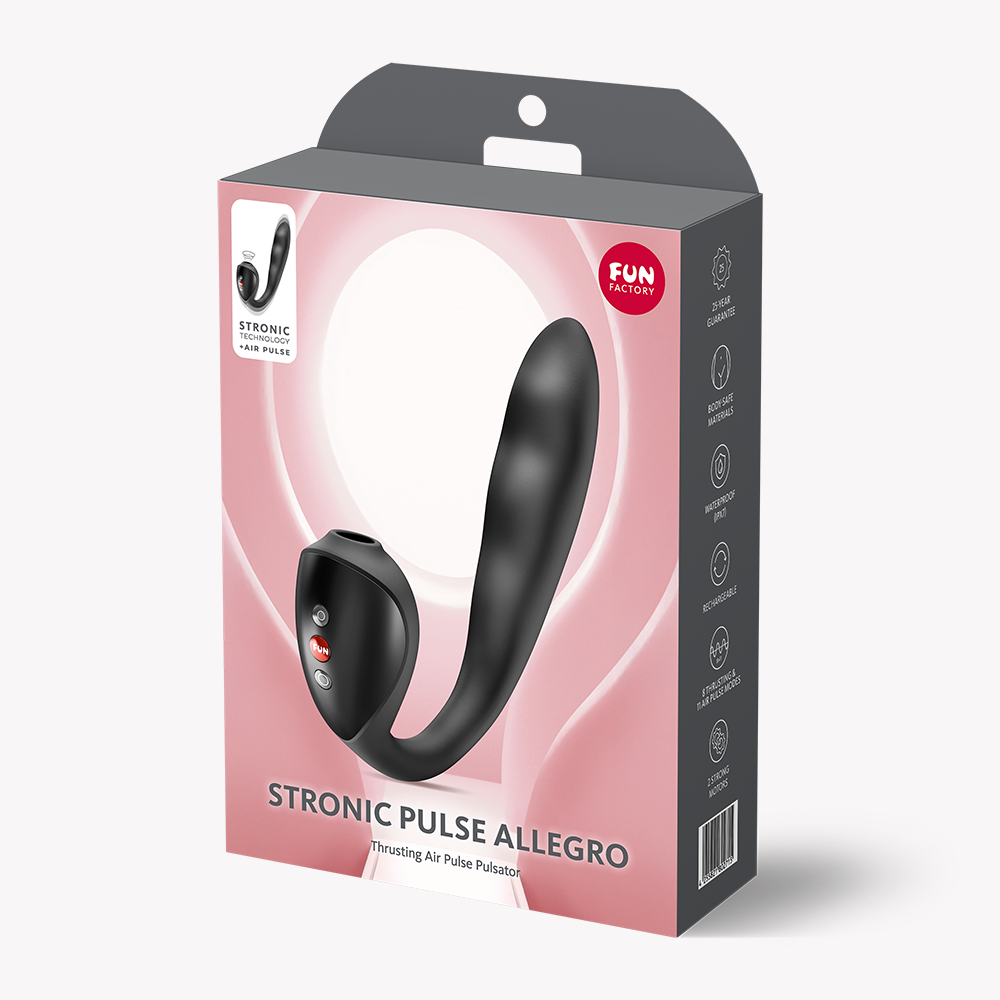 STRONIC PULSE ALLEGRO Black – Rabbit Pulsator mit Air Pulse von FUN FACTORY, Verpackung
