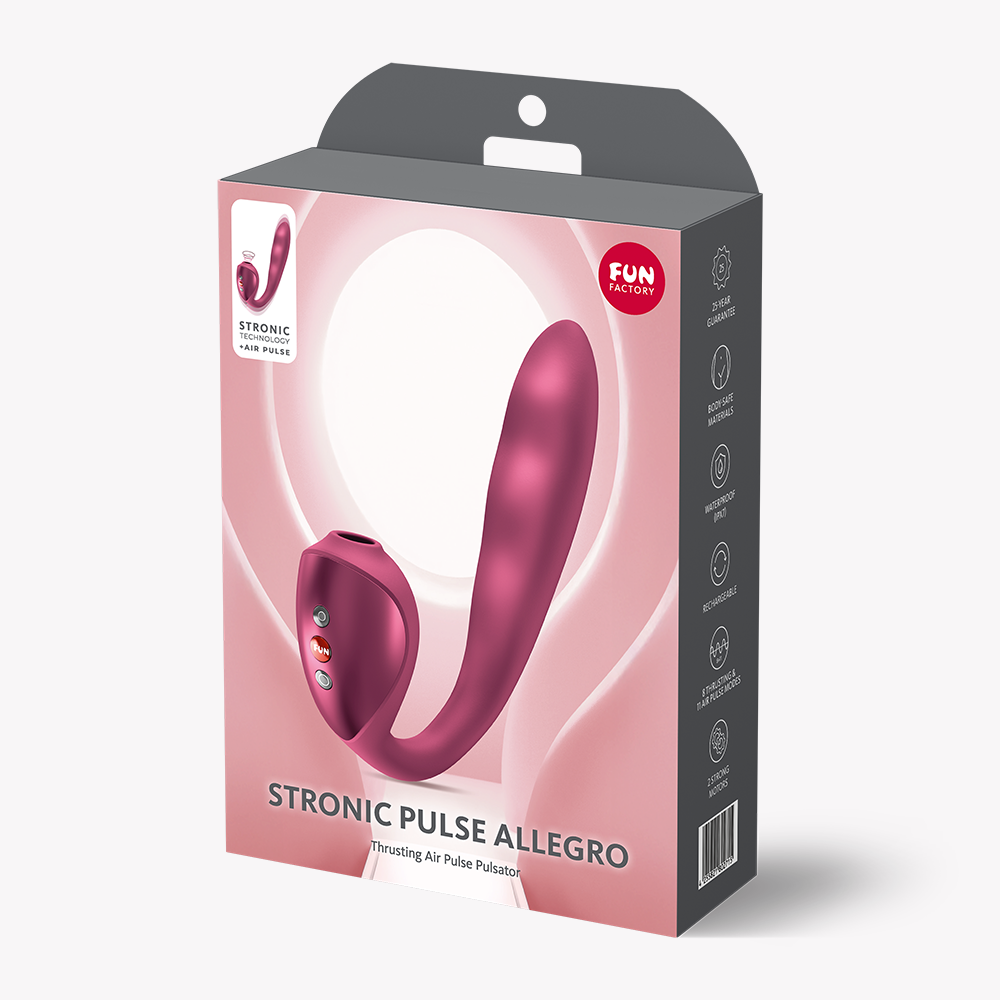 STRONIC PULSE ALLEGRO Wine Red – Rabbit Pulsator mit Air Pulse von FUN FACTORY, Verpackung