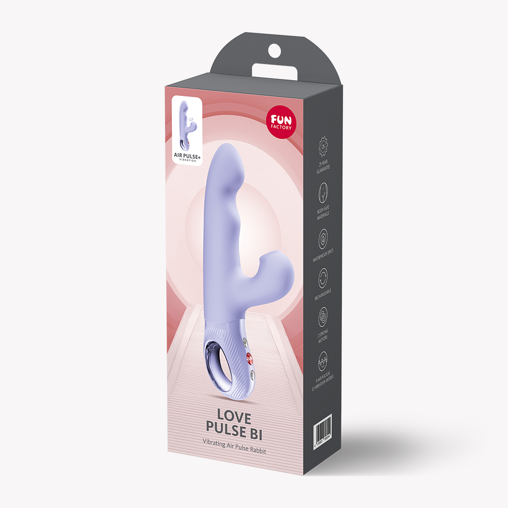 LOVE PULSE BI Purple – Air Pulse Vibrator von FUN FACTORY, Verpackung